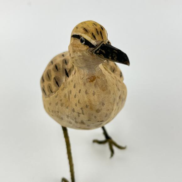 Handcarved Sandpiper Shore Bird Sculpture - Picture 6 of 7